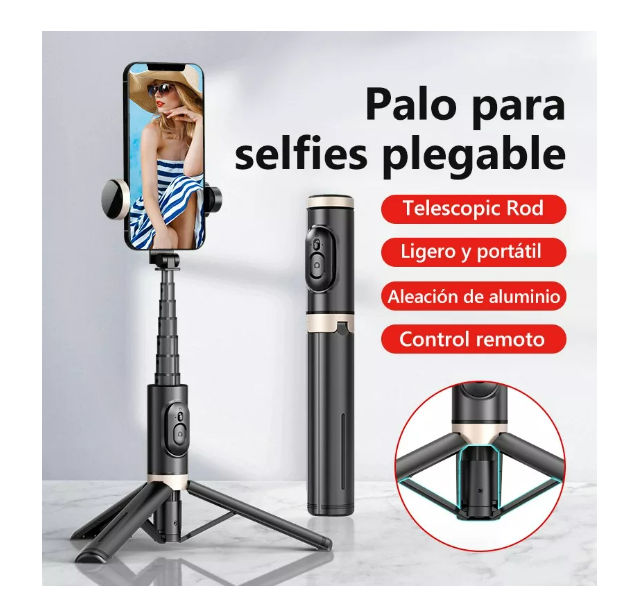 Foto 3 pulgar | Axnen Q12 Selfie Stick Con Trípode Control Remoto Bluetooth