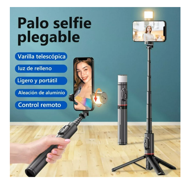 Foto 2 | Axnen Selfies Stick Con Trípode Bluetooth Control Remoto Led