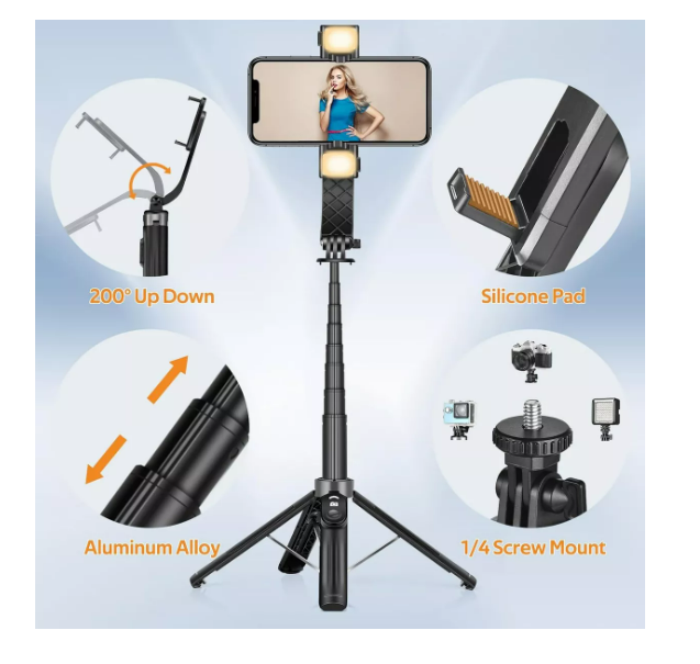 Foto 2 | Tripie Palo Selfies Stick Bluetooth Control Remoto Led 104cm