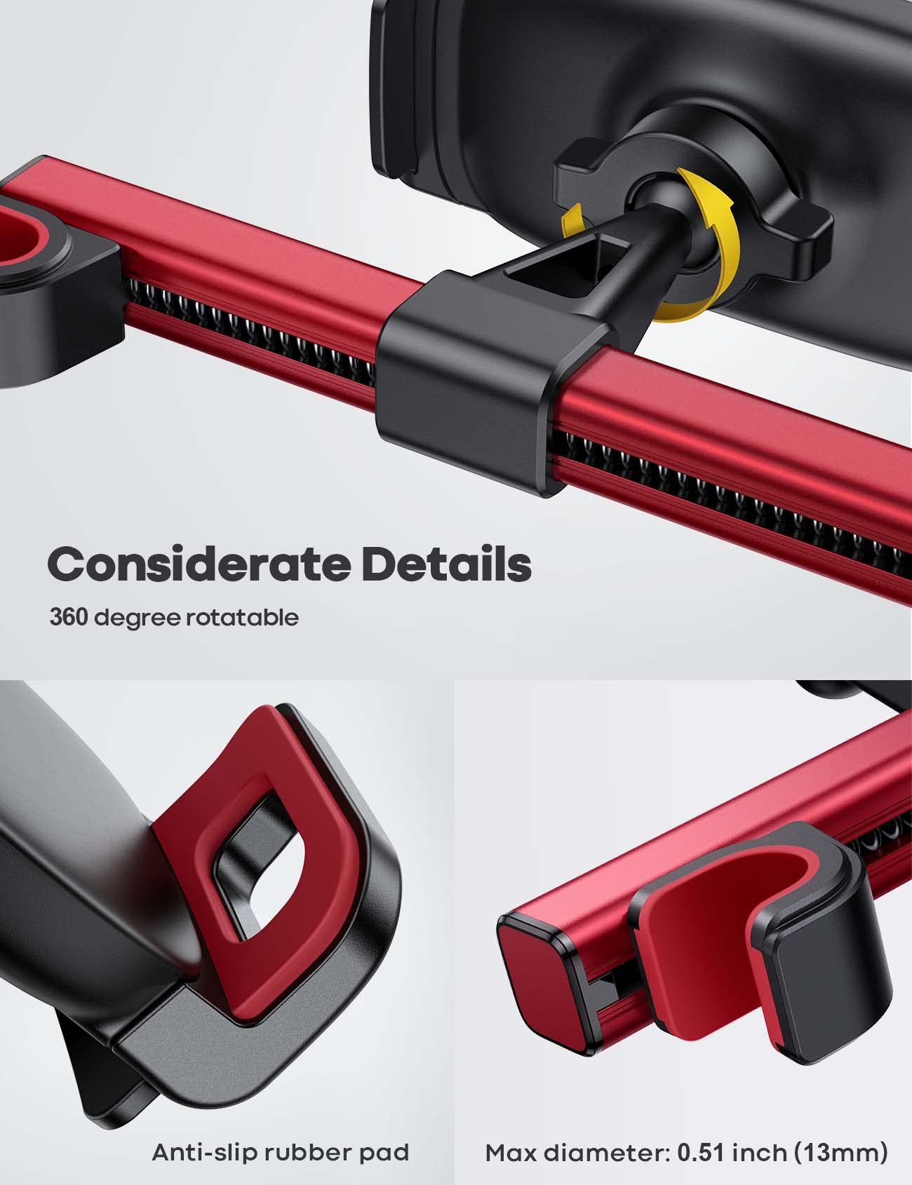 Foto 7 pulgar | Soporte Para Tableta Lamicall Con Reposacabezas Para Coche, Color Rojo - Venta Internacional.