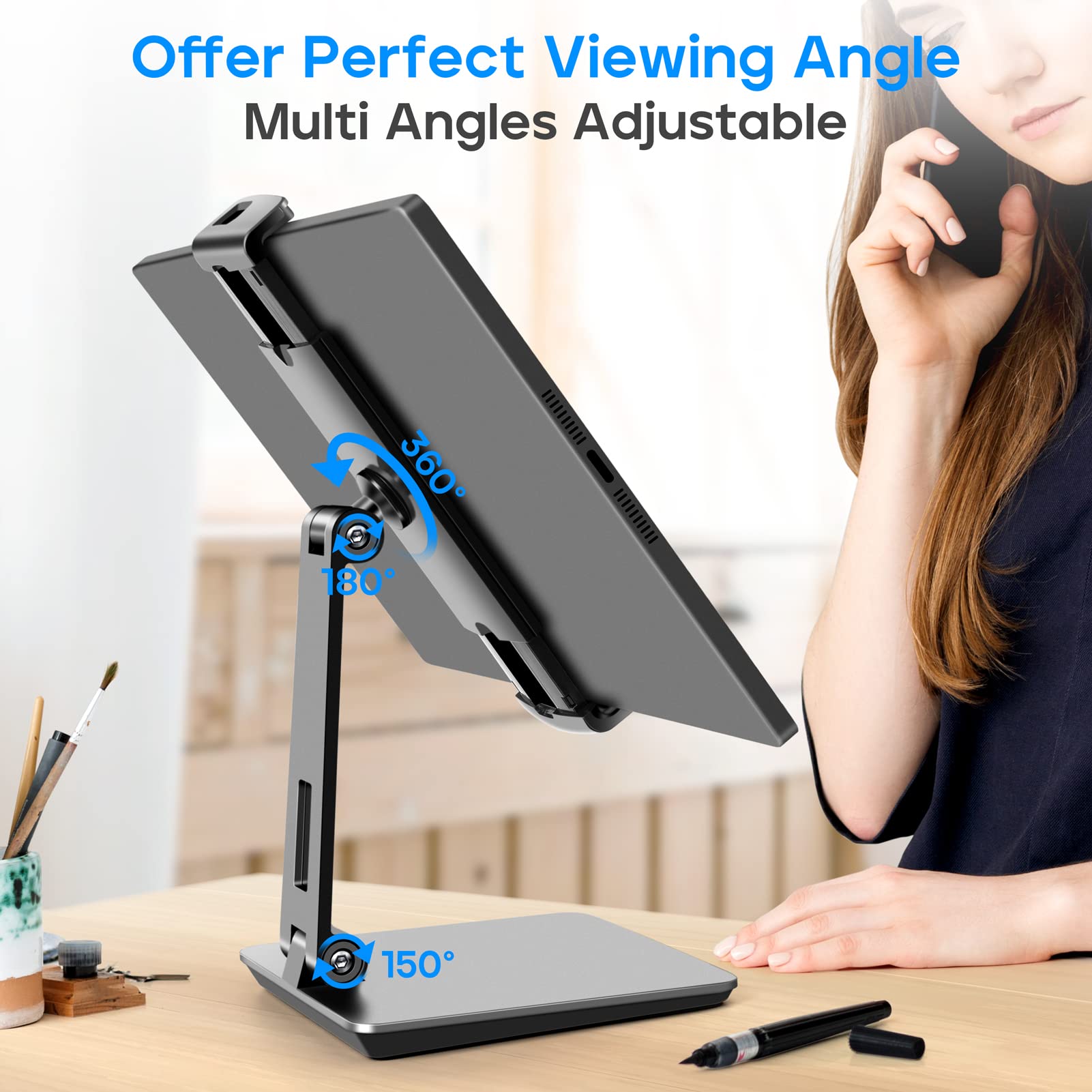 Foto 5 pulgar | Soporte Para Tableta Roadom, Ajustable Y Giratorio De 360°, Negro - Venta Internacional.