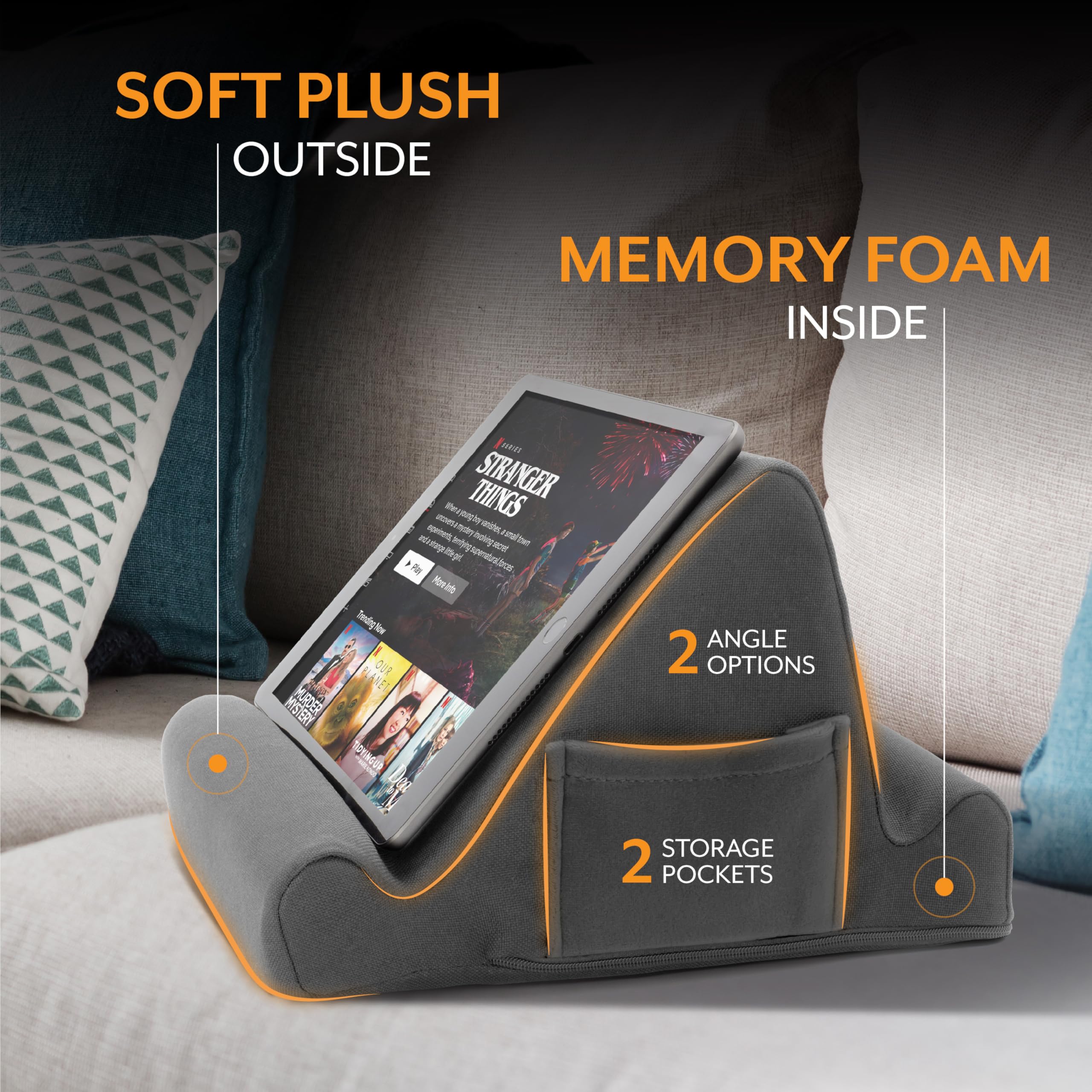 Foto 5 | Soporte De Espuma Viscoelástica Para Tableta Portátil Brookstone Gray - Venta Internacional.