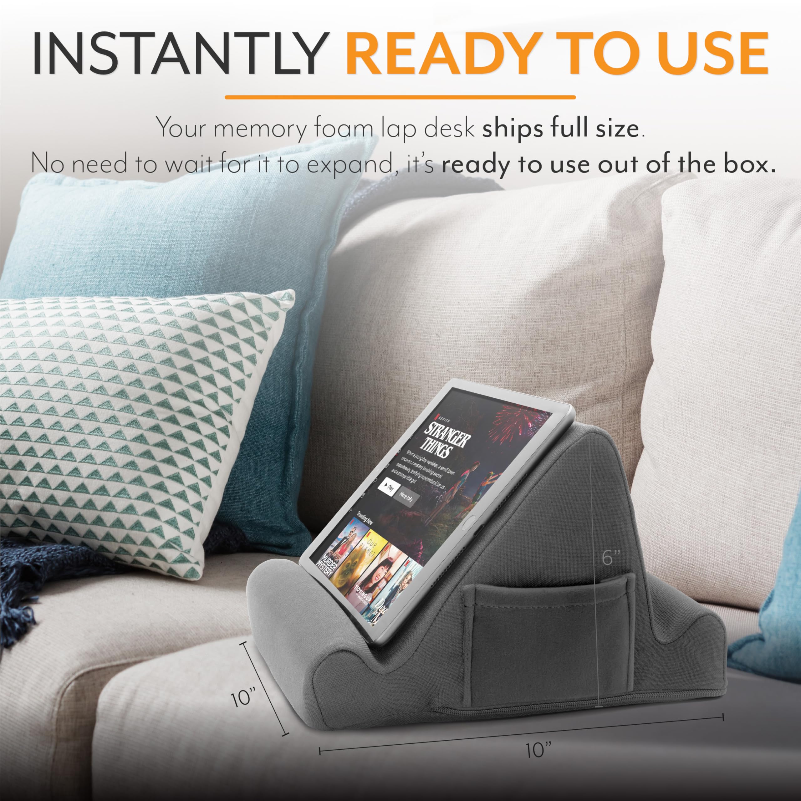 Foto 7 | Soporte De Espuma Viscoelástica Para Tableta Portátil Brookstone Gray - Venta Internacional.
