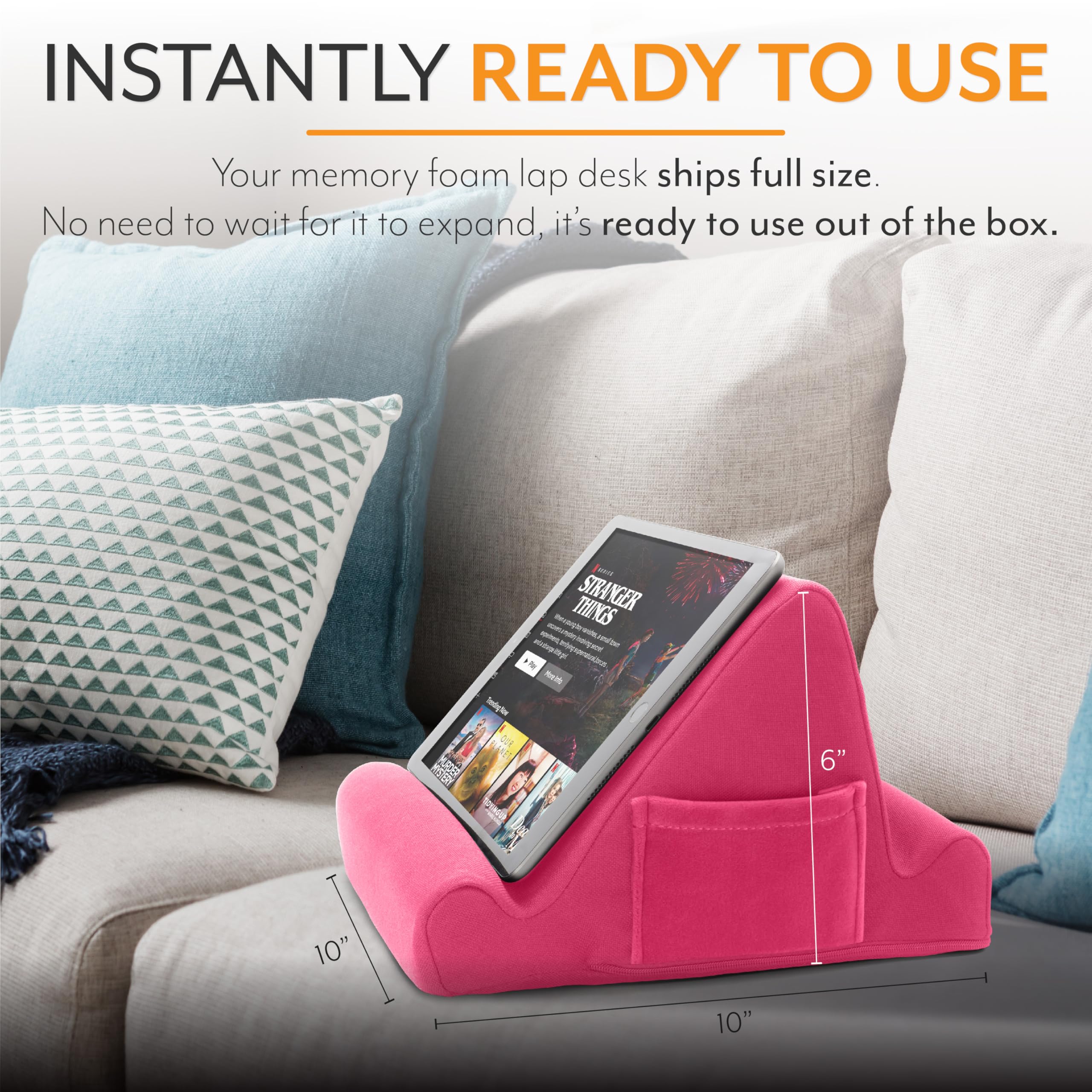Foto 6 | Soporte De Espuma Viscoelástica Para Tableta Portátil Brookstone Pink - Venta Internacional.