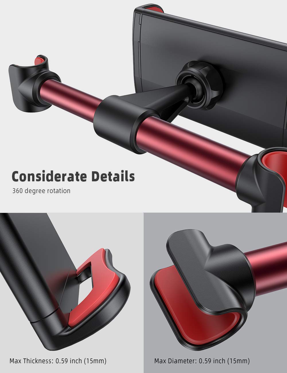 Foto 6 pulgar | Soporte Para Reposacabezas De Coche Lamicall Para Ipad, Color Rojo - Venta Internacional.