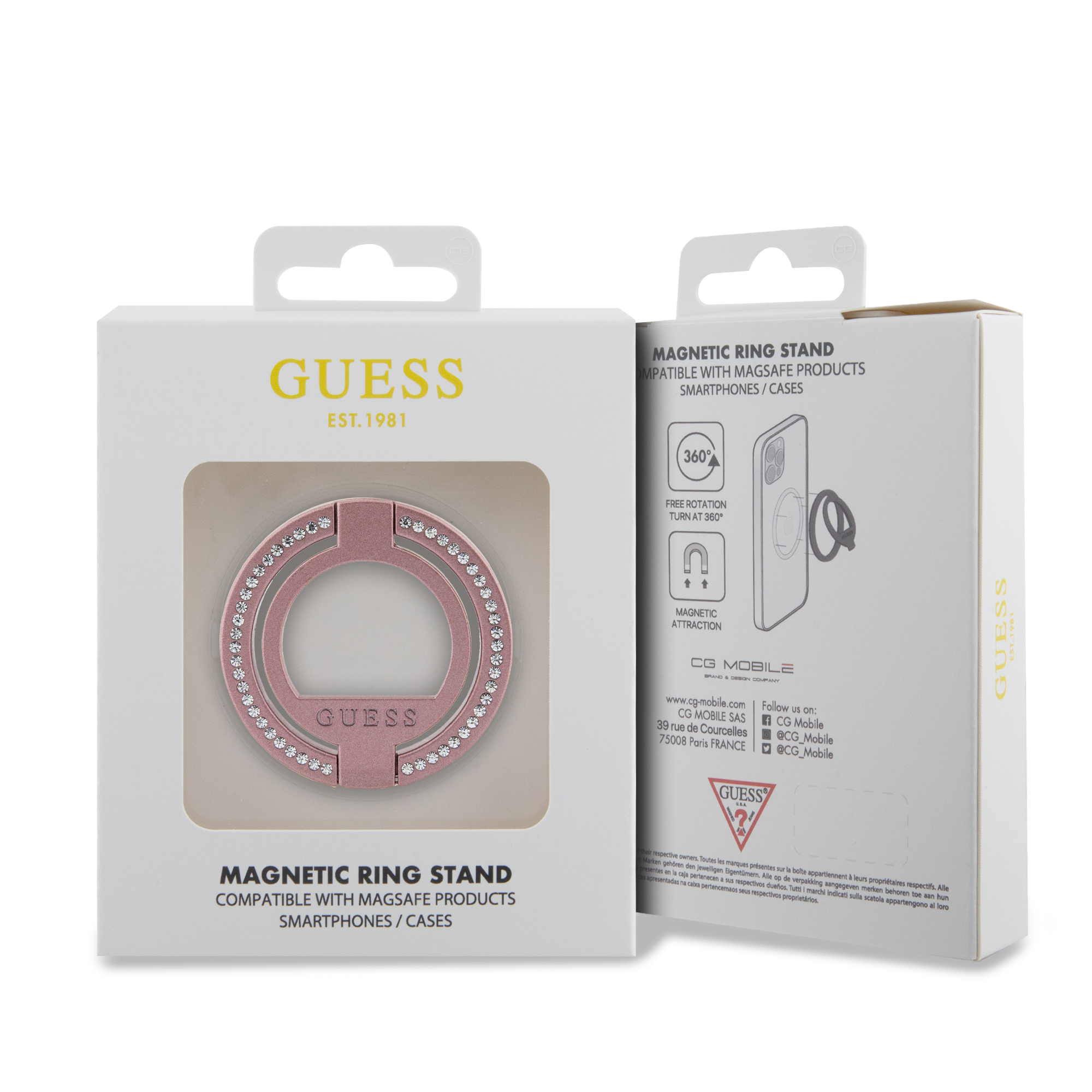 Foto 5 pulgar | Soporte Original Guess Con Iman Mgsf Y Diamantes Rosa