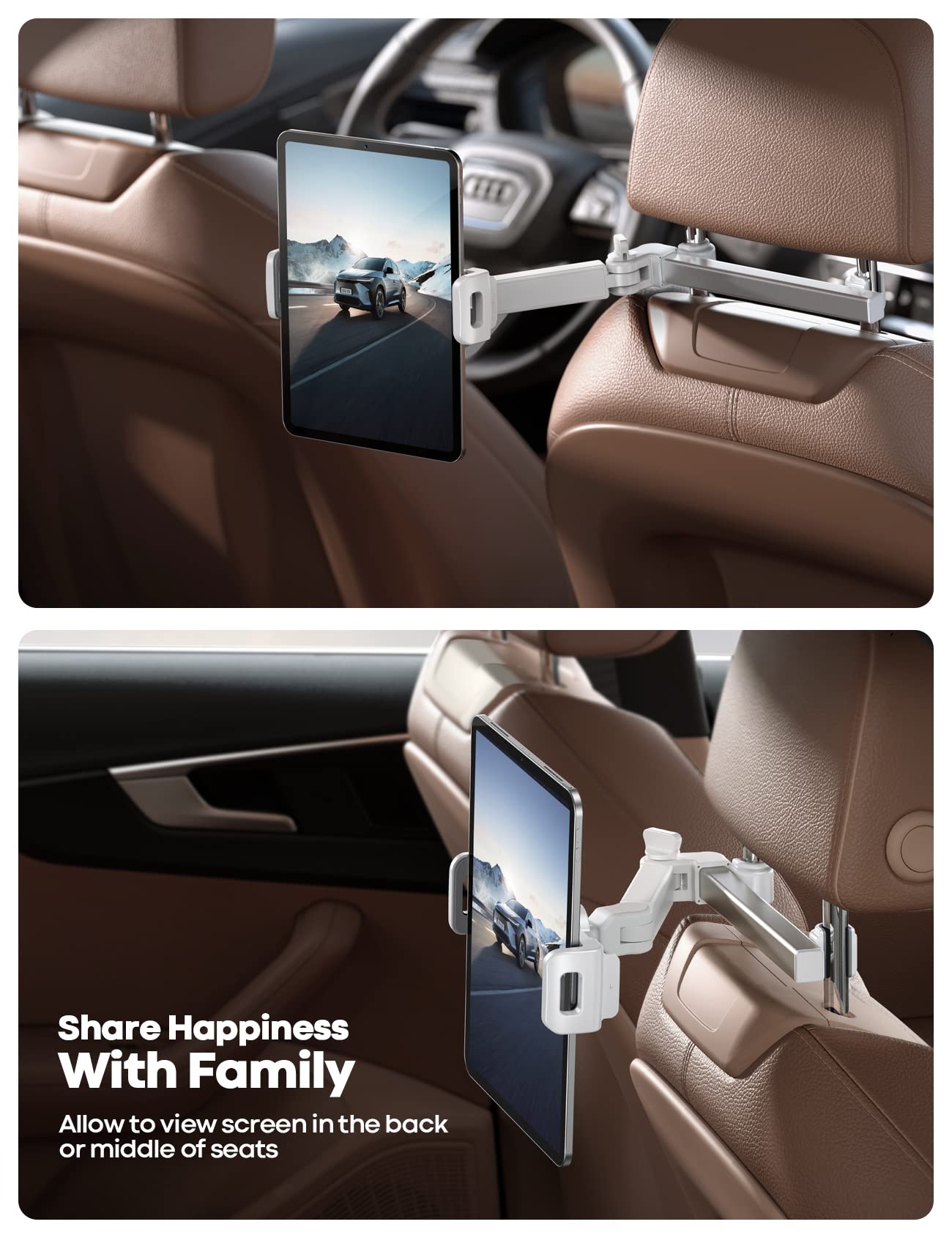 Foto 4 pulgar | Soporte para Reposacabezas de Coche para Tableta Lamicall Blanco - Venta Internacional