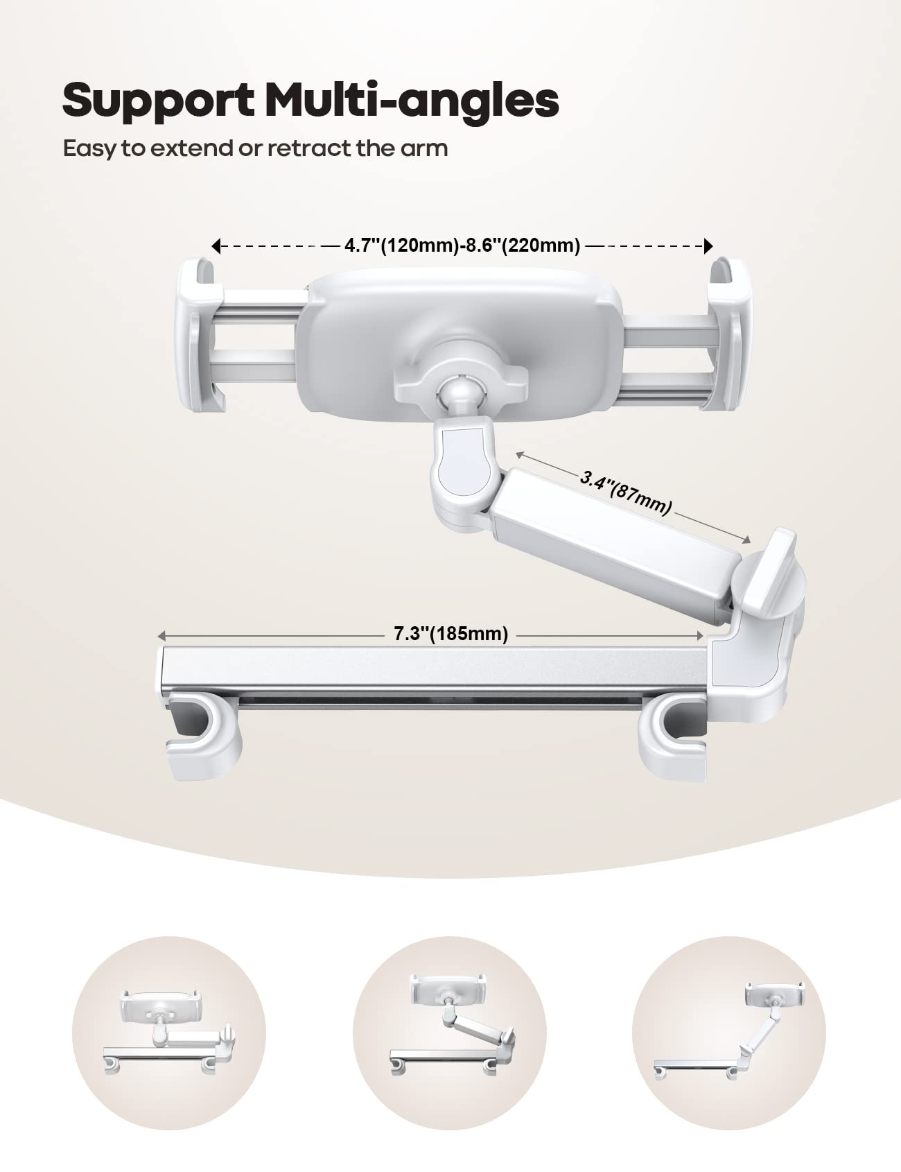 Foto 6 pulgar | Soporte para Reposacabezas de Coche para Tableta Lamicall Blanco - Venta Internacional