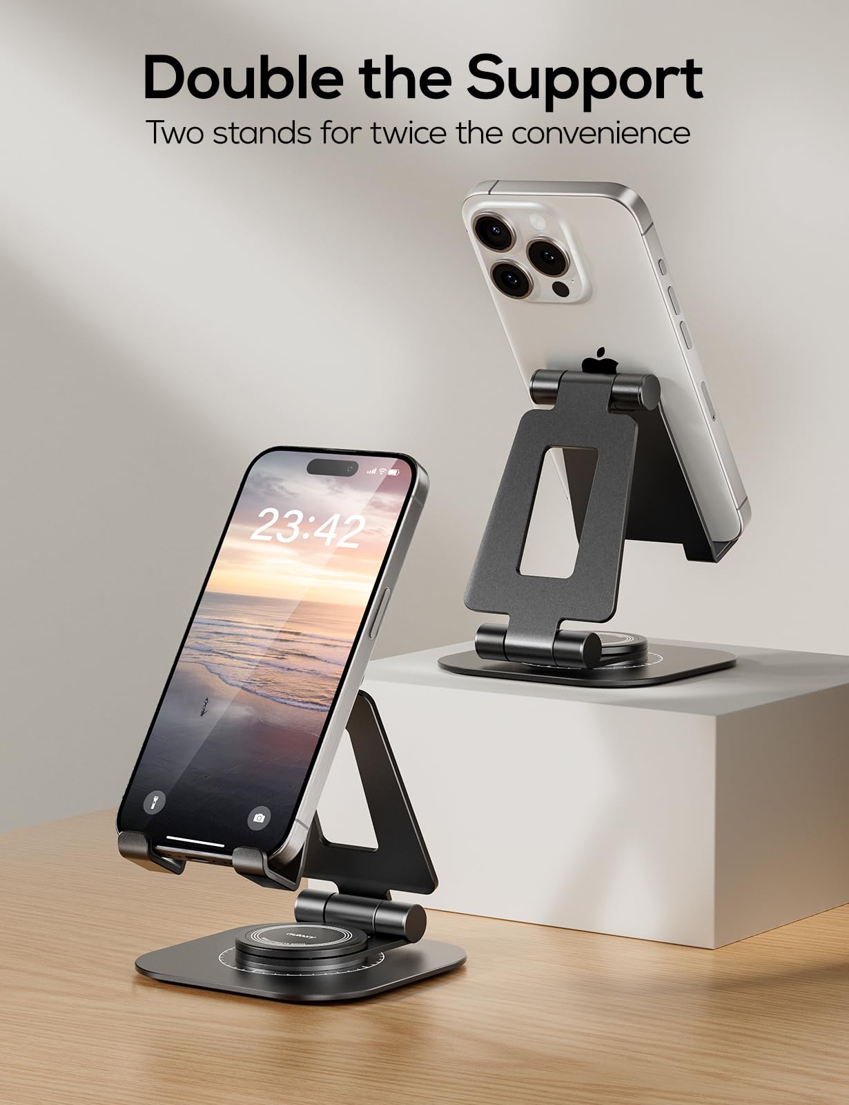 Foto 4 pulgar | Soporte Para Teléfono Nulaxy, 2 Unidades, Con Rotación De 360 Grados, Aluminio Negro - Venta Internacional.