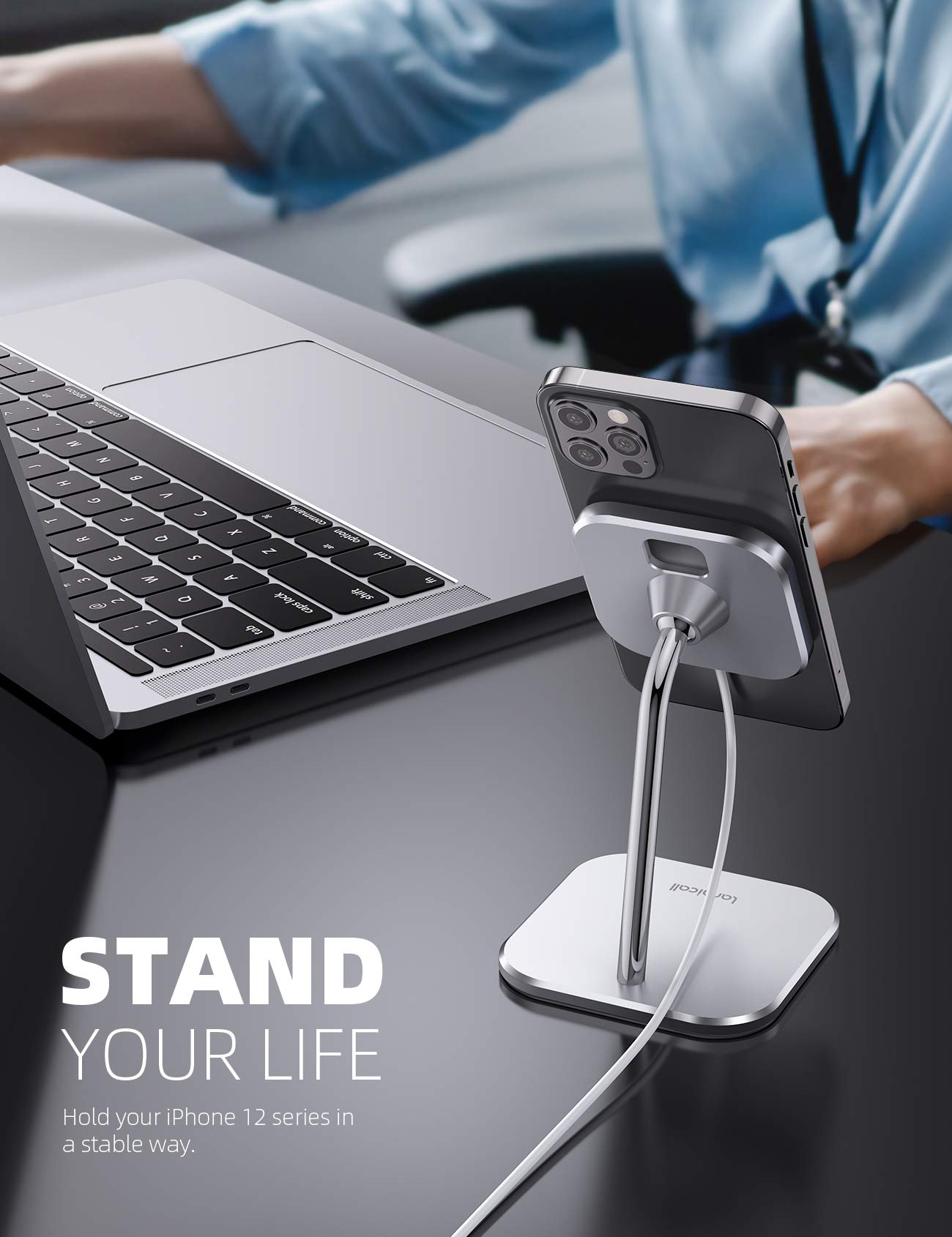 Foto 3 | Soporte De Teléfono Lamicall Para Apple Magsafe Charger De Aluminio De 15 W - Venta Internacional.