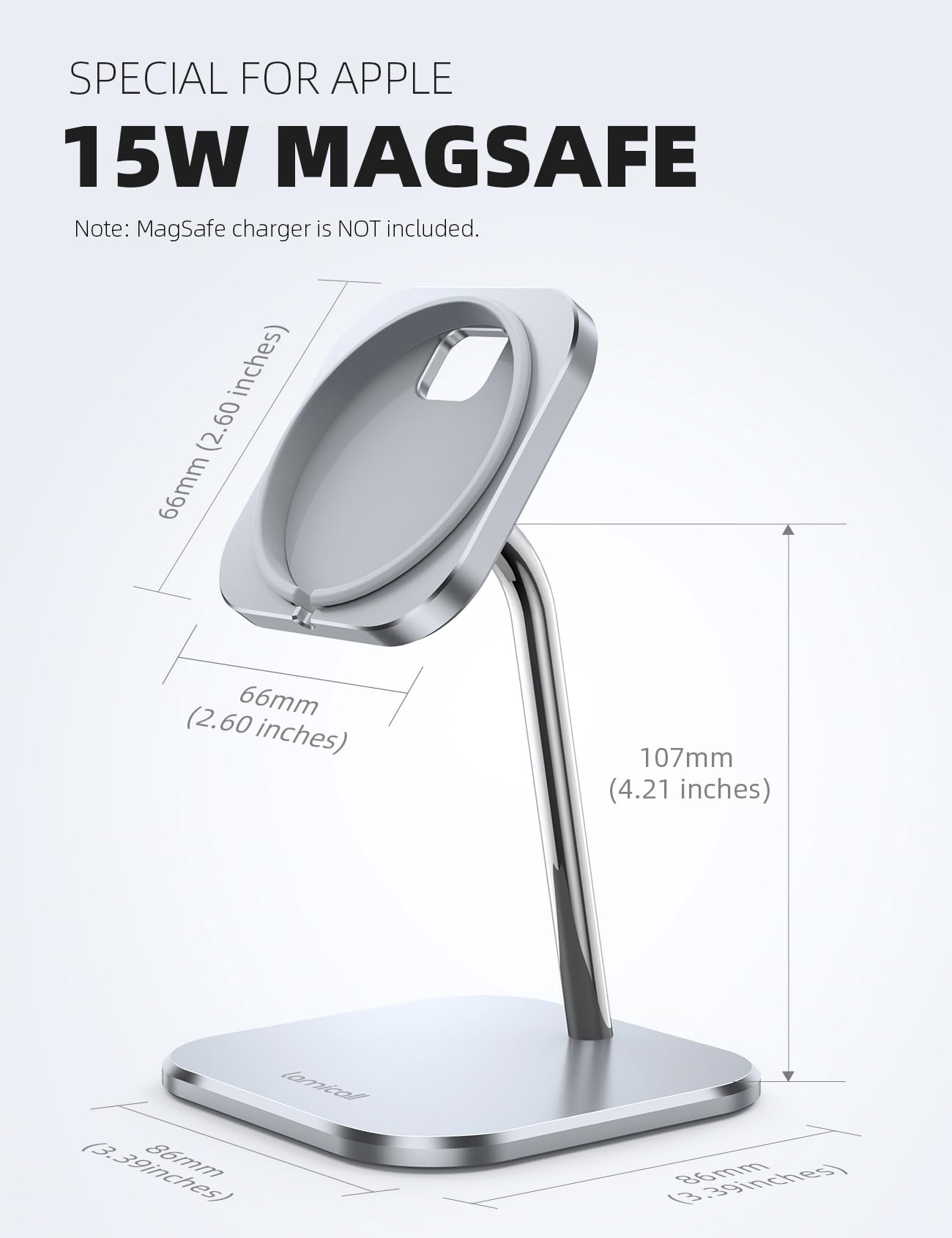 Foto 5 | Soporte De Teléfono Lamicall Para Apple Magsafe Charger De Aluminio De 15 W - Venta Internacional.