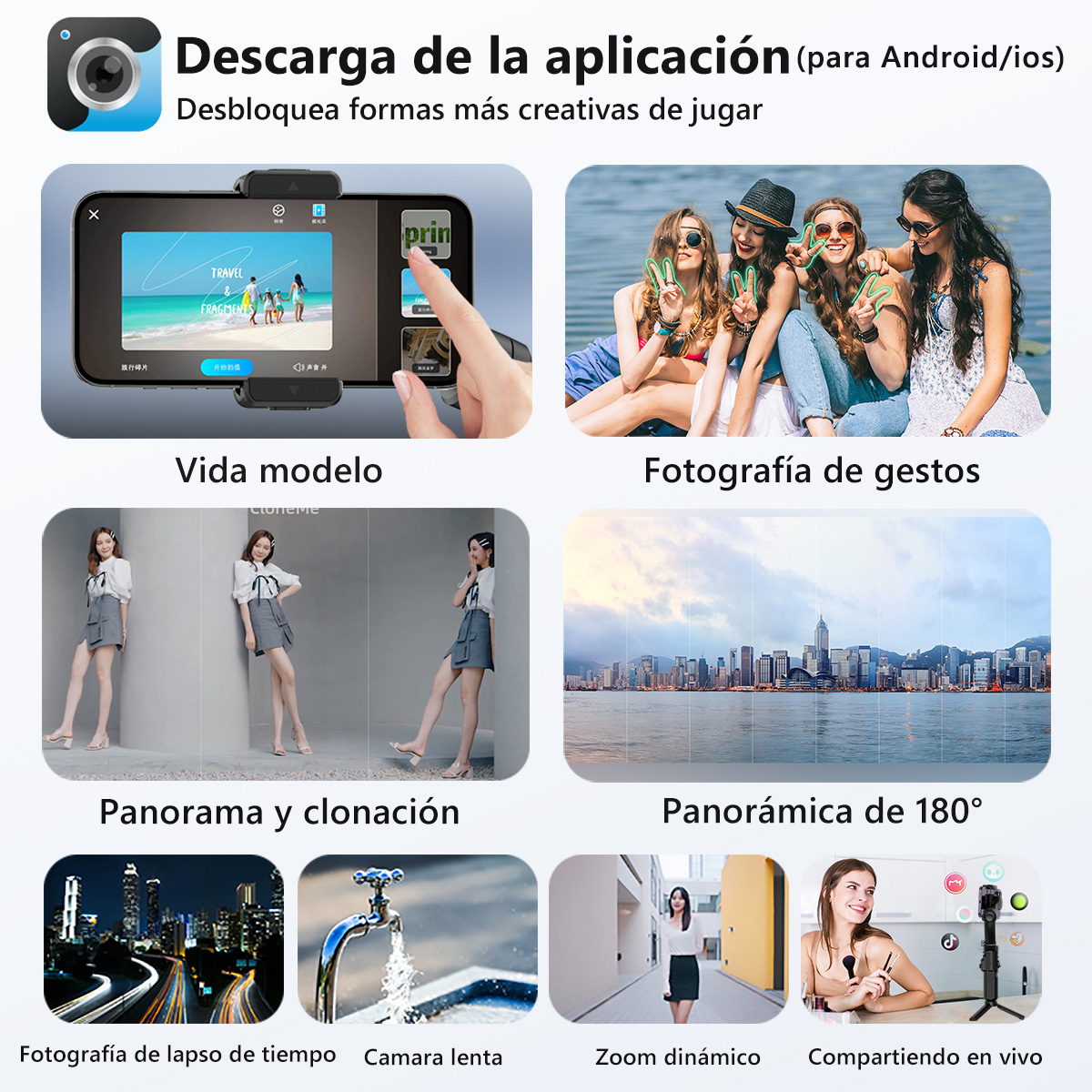 Foto 7 | Estabilizador Gimbal Para Celular M02 De 3 Ejes Con App