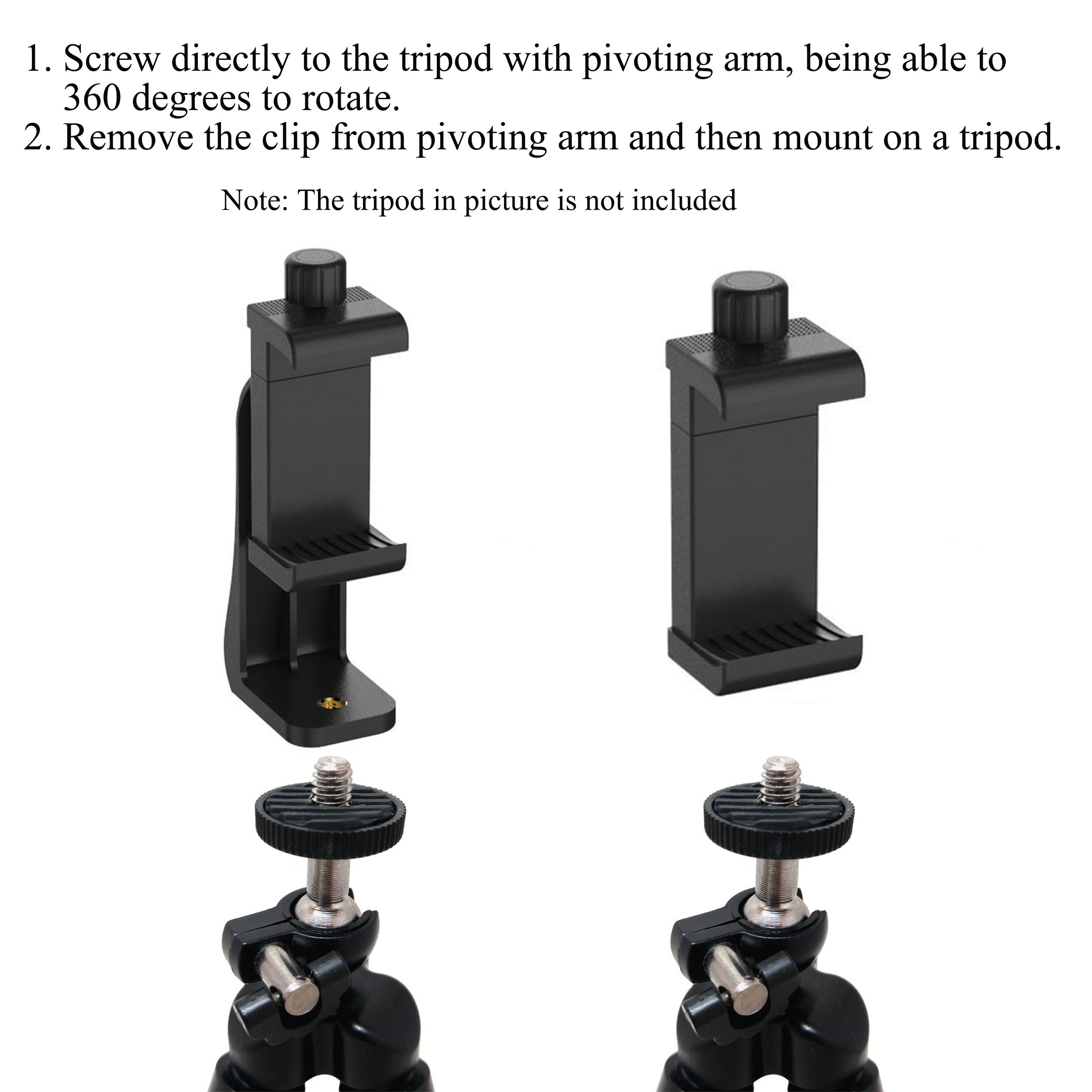 Foto 8 pulgar | Cabezal De Soporte Para Teléfono Con Trípode Con Adaptador De Tornillo Estándar - Venta Internacional.