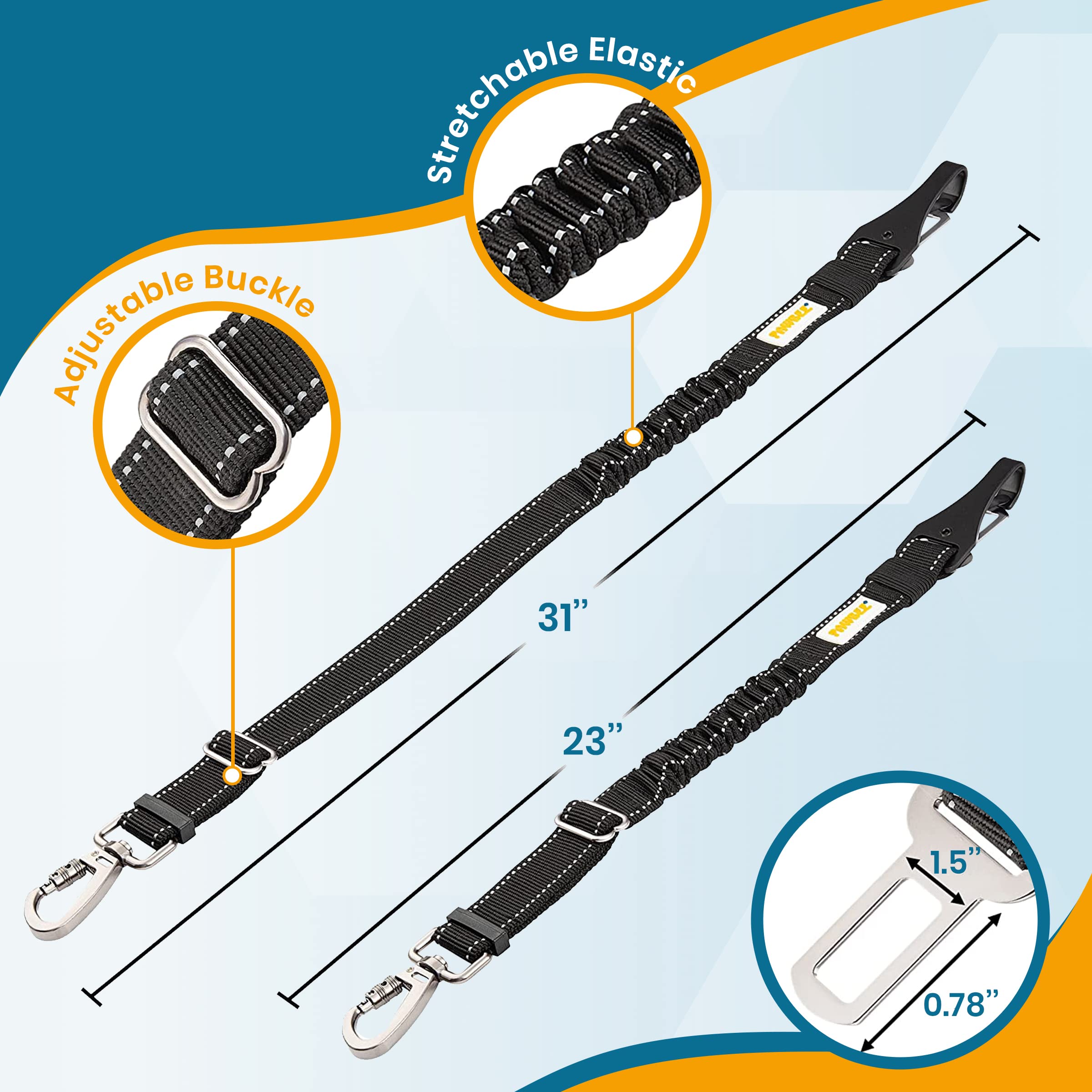 Foto 5 | Paquete De 2 Cinturones De Seguridad Para Perros Pawbee Para Coches, Ajuste De Seguridad - Venta Internacional.