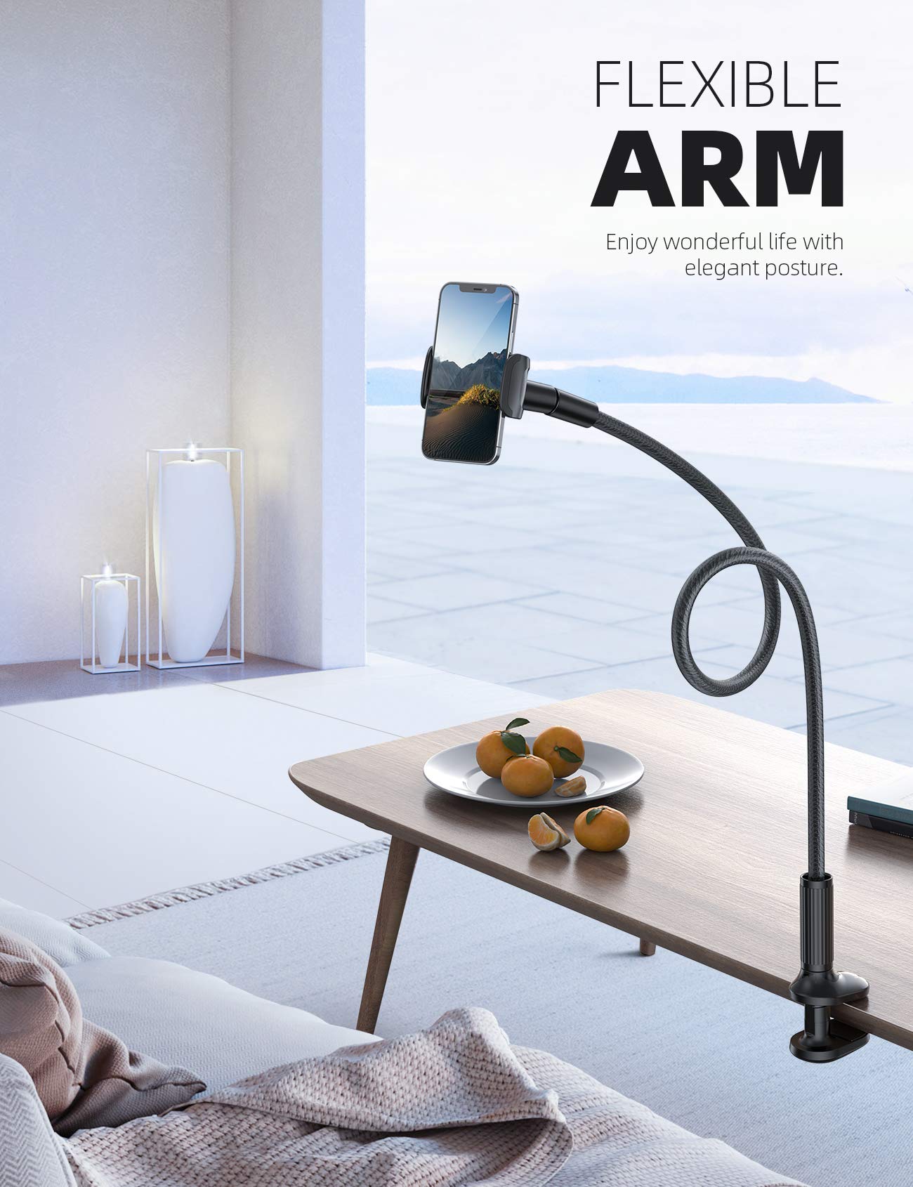 Foto 4 pulgar | Soporte De Teléfono Lamicall Con Cuello De Cisne Para Cama, Brazo De Piel De 98 Cm - Venta Internacional.