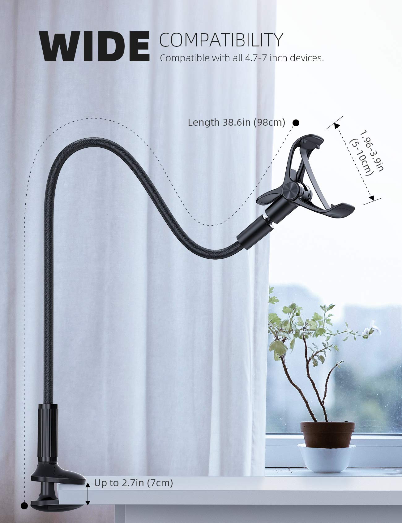 Foto 6 pulgar | Soporte De Teléfono Lamicall Con Cuello De Cisne Para Cama, Brazo De Piel De 98 Cm - Venta Internacional.