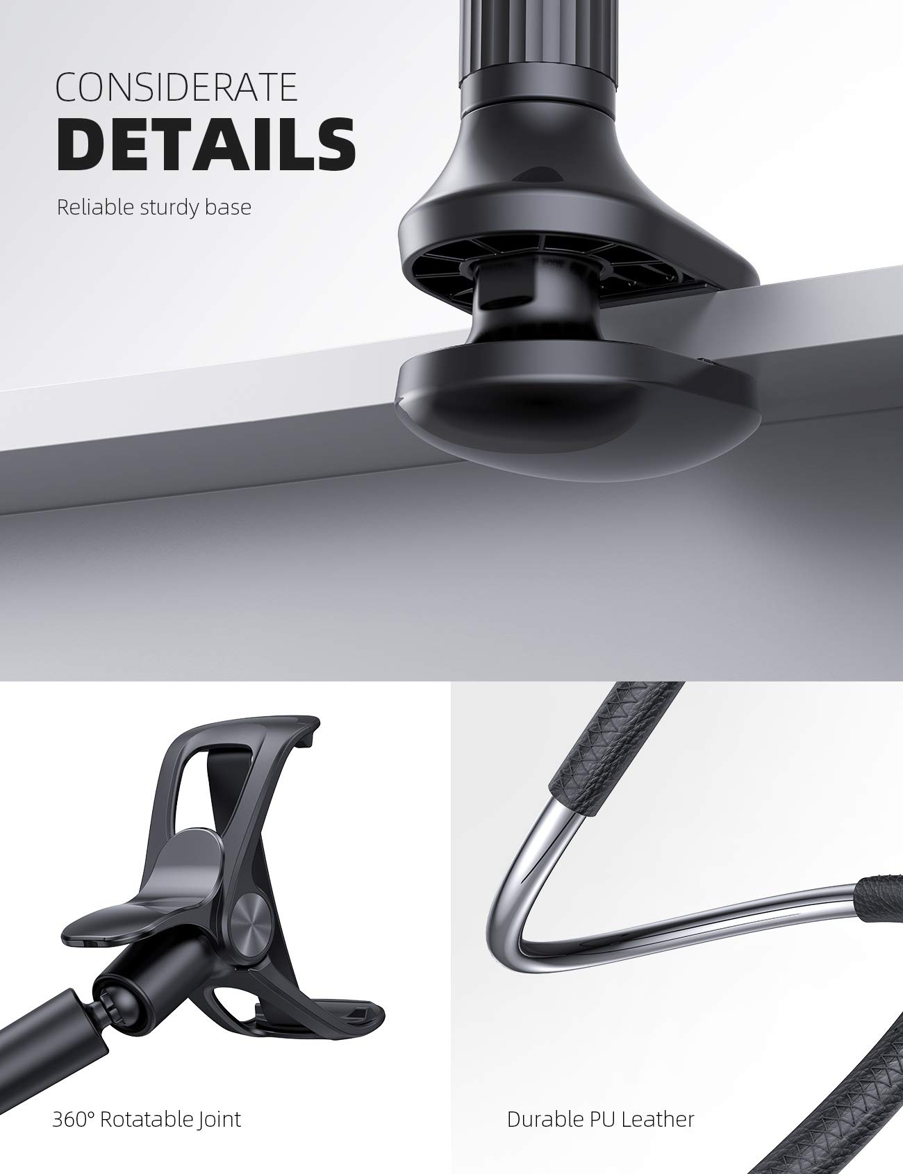 Foto 7 pulgar | Soporte De Teléfono Lamicall Con Cuello De Cisne Para Cama, Brazo De Piel De 98 Cm - Venta Internacional.