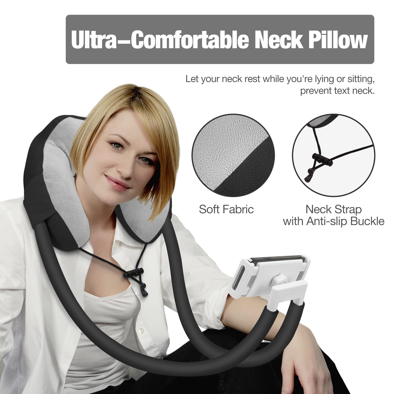 Foto 4 | Almohada De Cuello De Cisne Moko Lazy Con Soporte Para Teléfono Móvil Para Dispositivos De 4 A 11 Años - Venta I