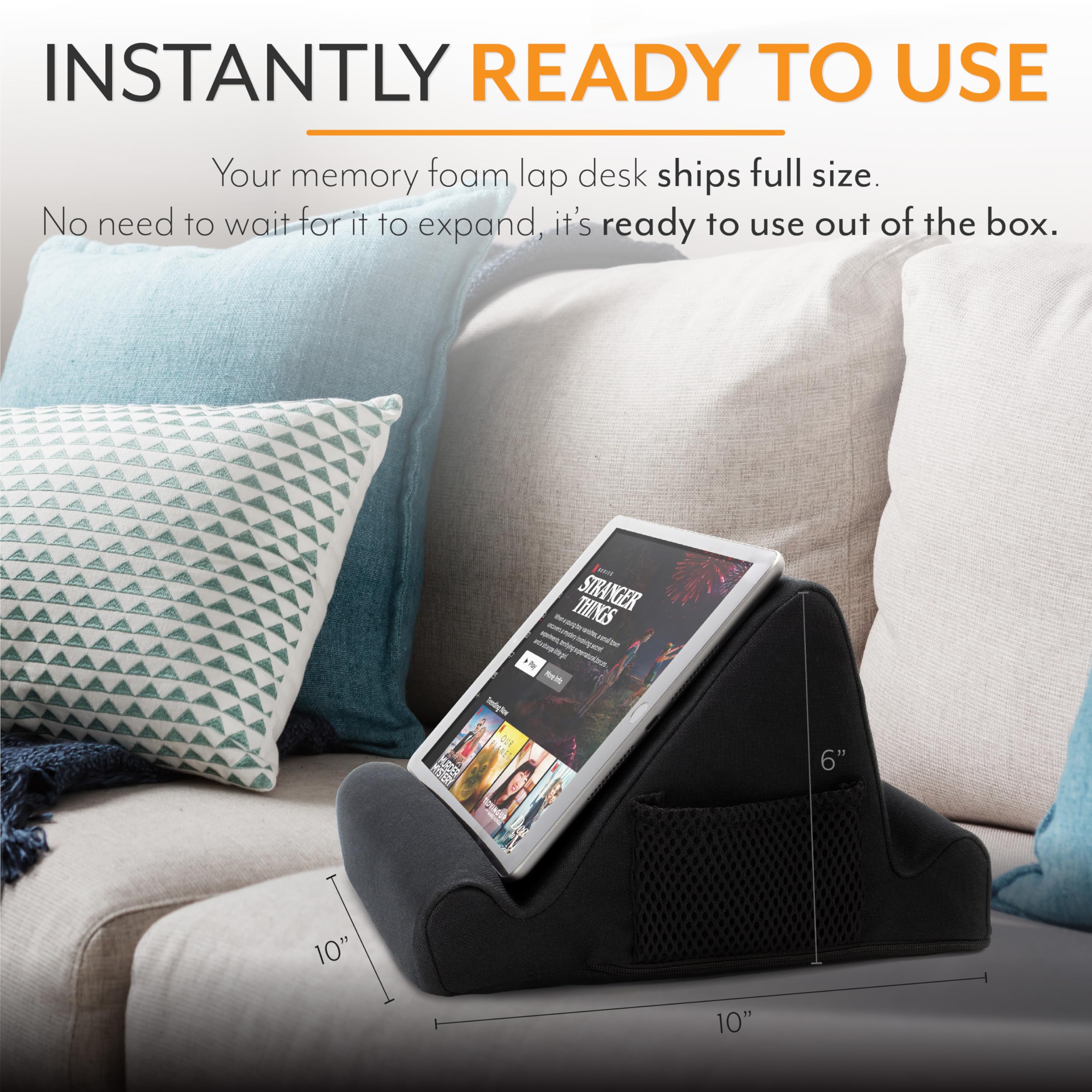 Foto 7 | Soporte Para Tableta Portátil Brookstone De Espuma Viscoelástica Con Bolsillos - Venta Internacional.