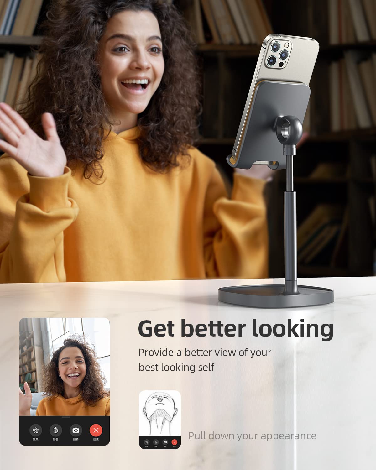 Foto 4 pulgar | Soporte Para Teléfono Celular Lisen De Aluminio Ajustable En Ángulo De Altura - Venta Internacional.