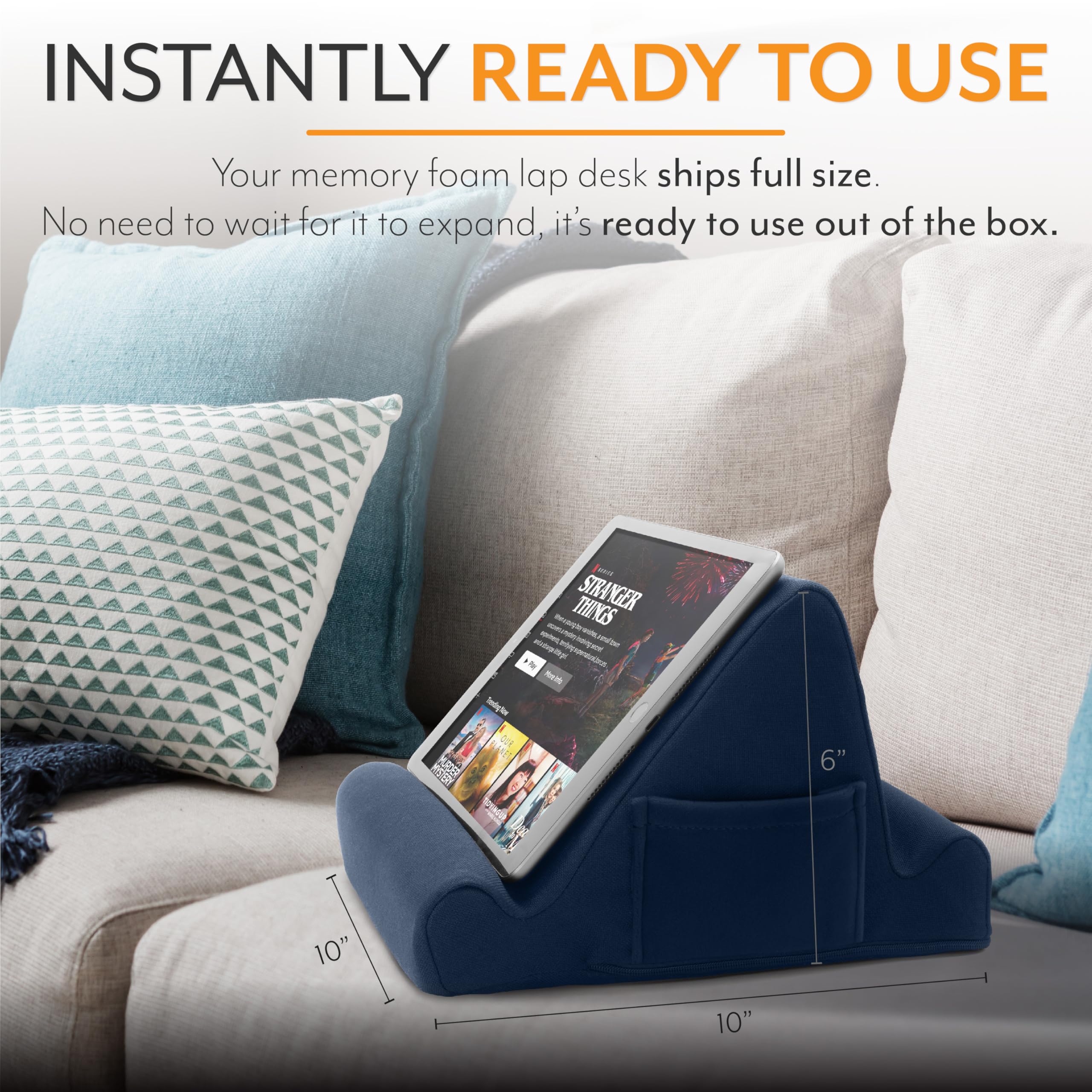 Foto 7 | Soporte De Espuma Viscoelástica Para Escritorio Portátil Y Tableta Brookstone Blue - Venta Internacional.