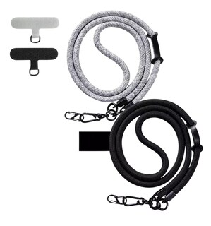 Foto 1 | Colgantes Y Correas Celular Cuerpo Moda Ajustable 10mm 2 Pzs, Negro + Gris