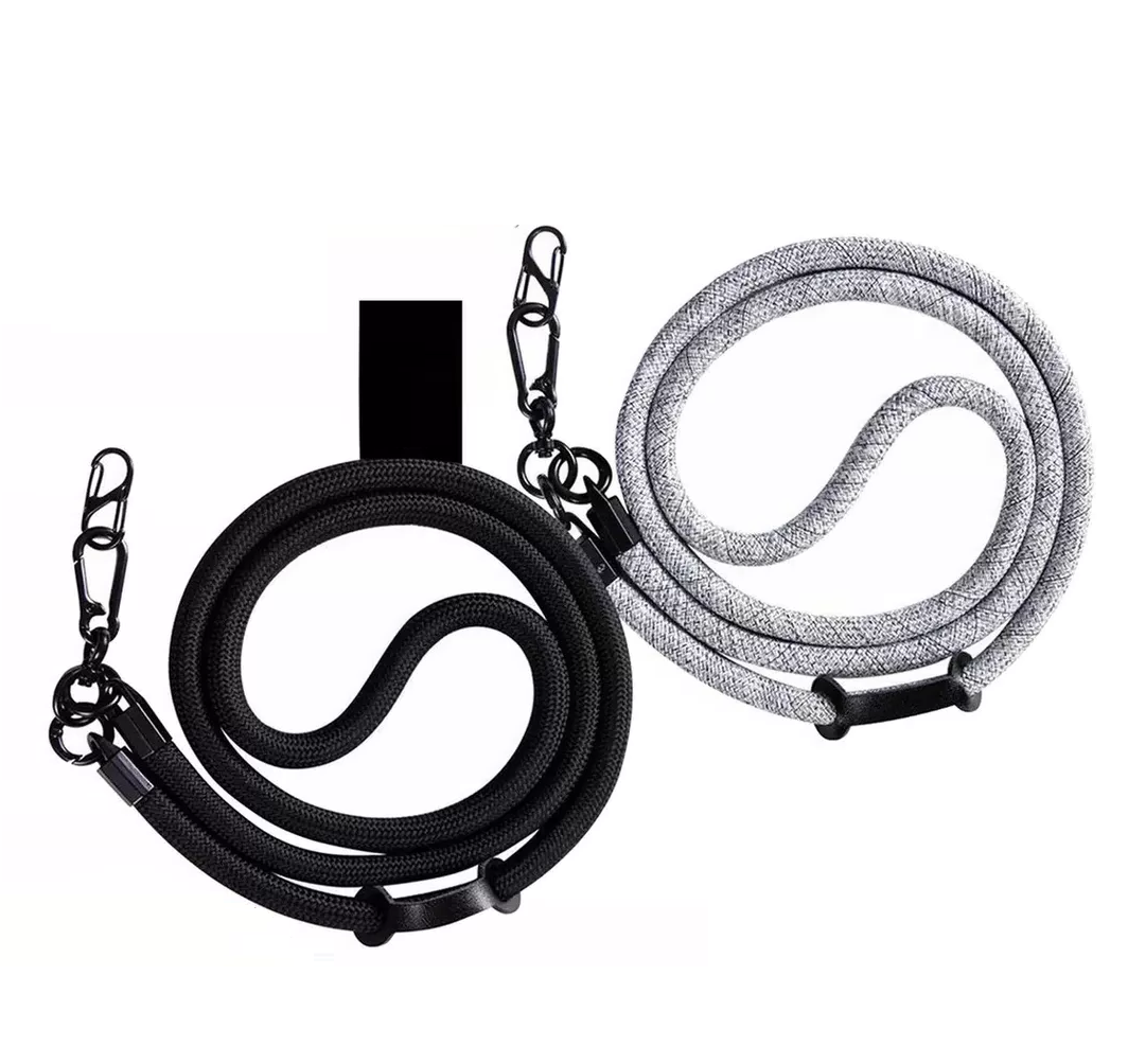 Foto 5 pulgar | Colgantes Y Correas Celular Cuerpo Moda Ajustable 10mm 2 Pzs, Negro + Gris