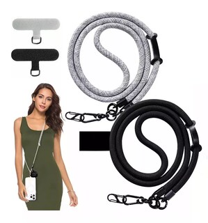 Foto 2 | Colgantes Y Correas Celular Cuerpo Moda Ajustable 10mm 2 Pzs, Negro + Gris