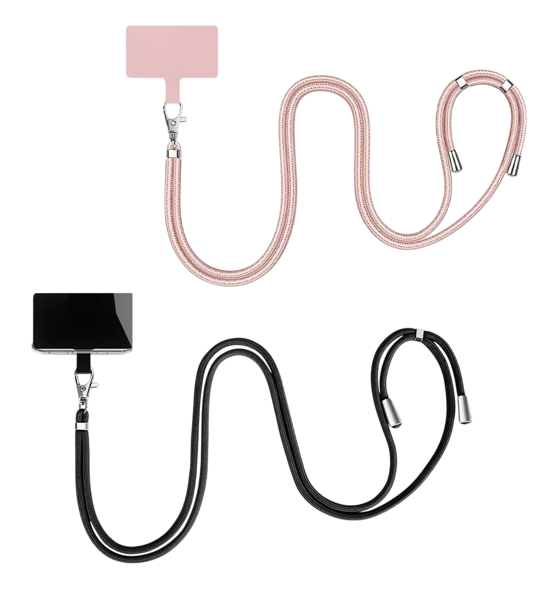 Foto 2 pulgar | Correa Para Celular Cuerpo Cruzado Ajustable 2 Pzs, Negro + Rosa