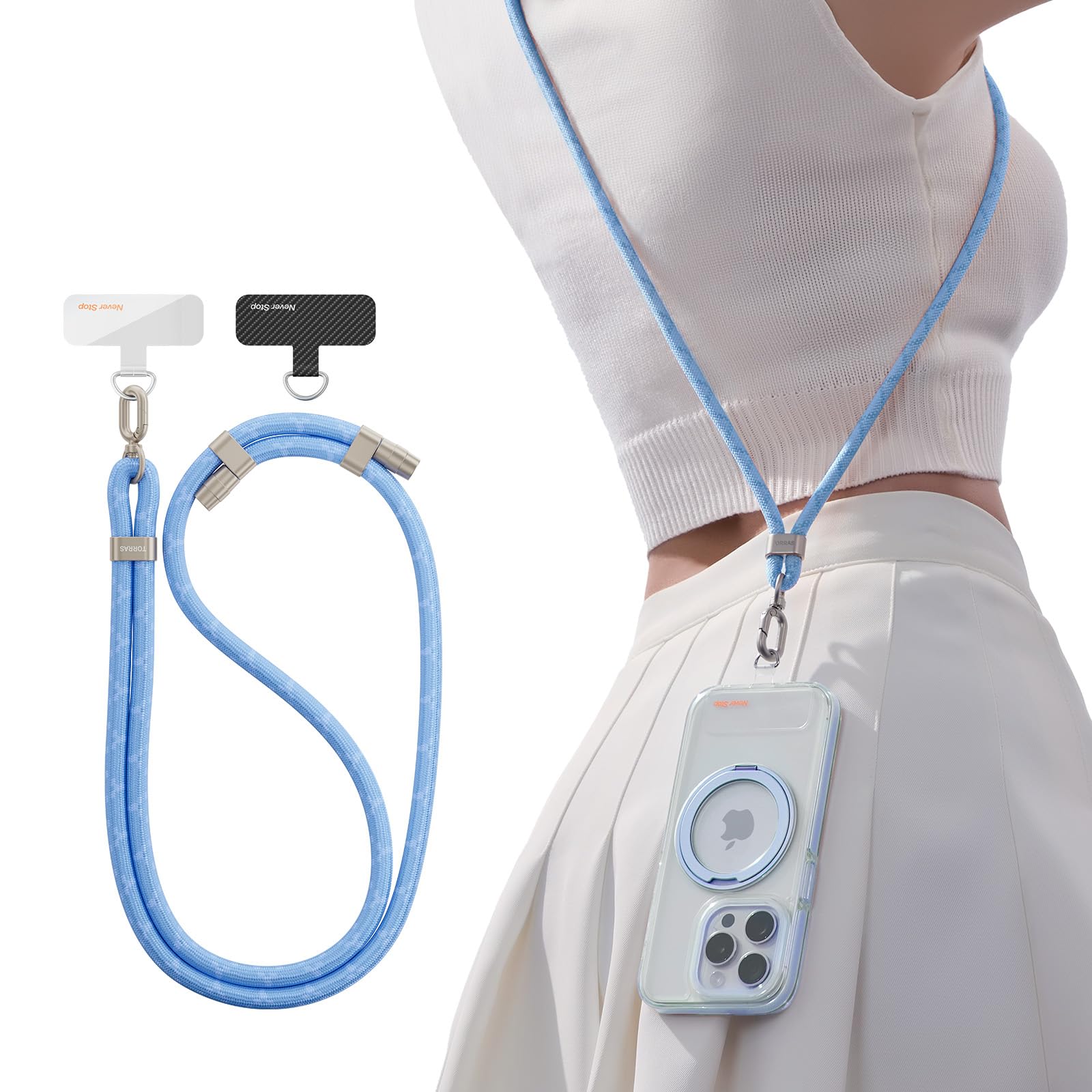 Cordón De Teléfono Tipo Bandolera Torras Con 2 Lengüetas Para Teléfono, Color Azul - Venta Internacional. $731