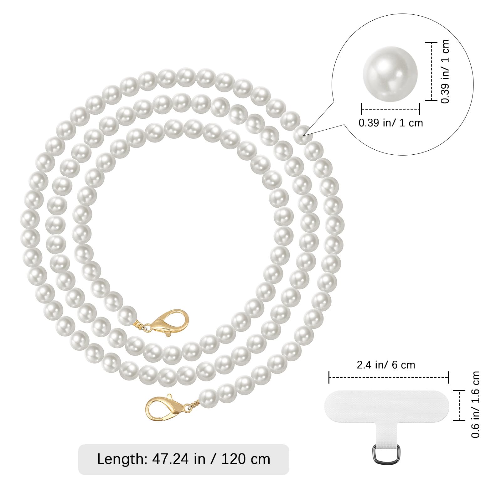 Foto 7 | Lanyard Moko Universal Pearl Beaded White Para Iphone - Venta Internacional.