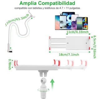 Foto 3 | Soporte para Tablet y Celular Malubero color Blanco Flexible Tipo Brazo 360