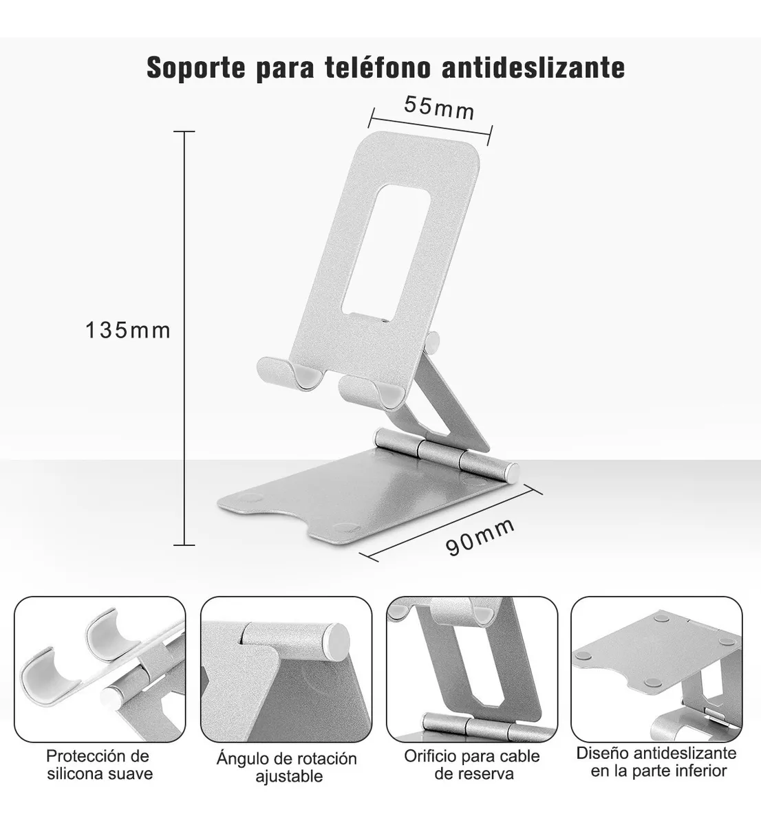 Foto 3 pulgar | Soporte Base de Celular Plegable Malubero color Plateado