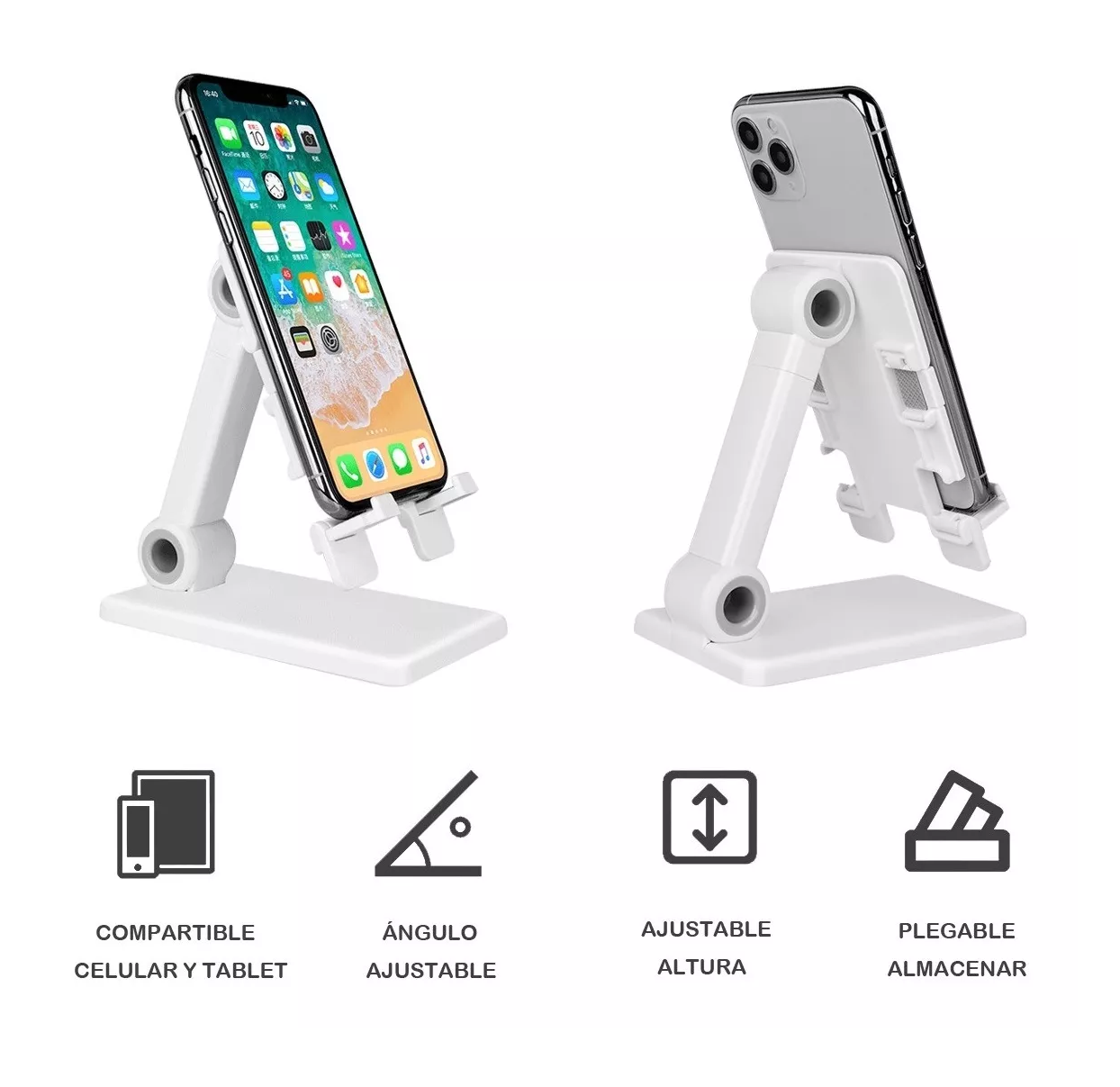 Foto 3 pulgar | Soporte de Escritorio Belug Blanco Plegable para Celular