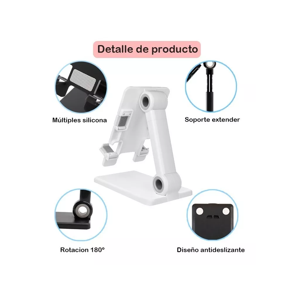 Foto 6 pulgar | Soporte de Escritorio Belug Blanco Plegable para Celular