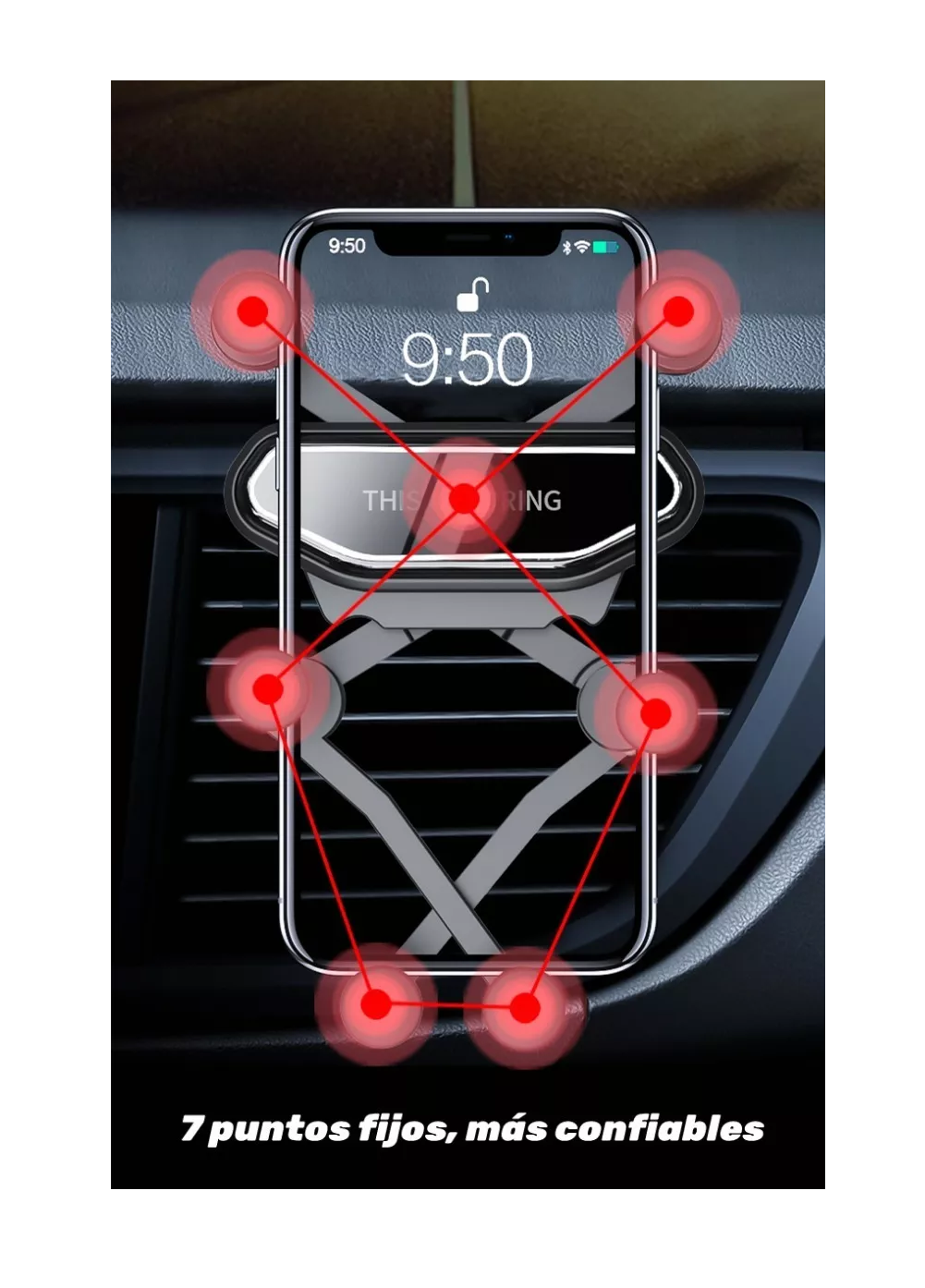 Foto 5 | Base Porta Celular Auto Soporte Gps Negro