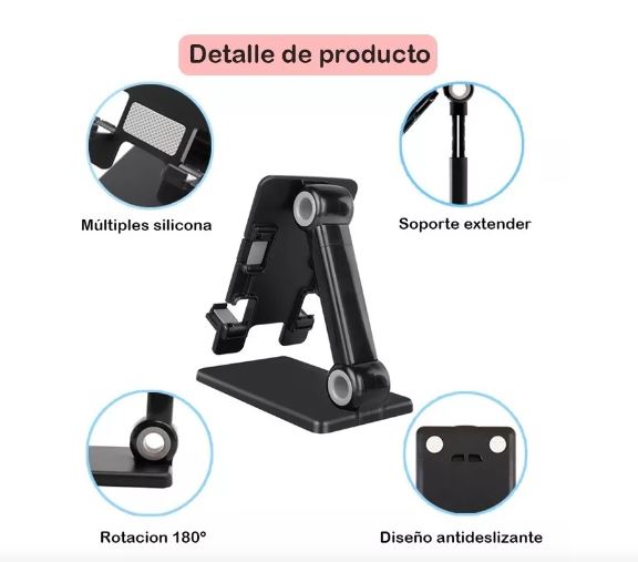 Foto 3 | Soporte de Escritorio para Celular Negro Plegable