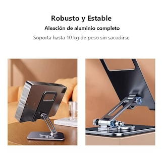 Foto 4 | Soporte Base Para Tableta Y Celulares con Rotación 360 de Aluminio Negro