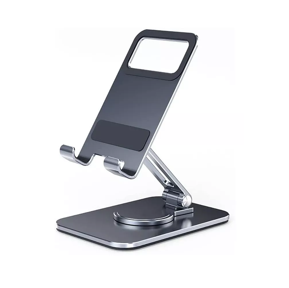 Soporte Base Para Tableta Y Celulares Rotación 360 Aluminio Negro