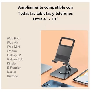 Foto 5 | Soporte Base Para Tableta Y Celulares Rotación 360 Aluminio Negro