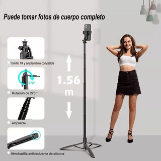 Foto 3 | Palo Selfie Stick Trípode Con Control Remoto Bluetooth 156cm Eo Safe Imports Esi-14268 Negro