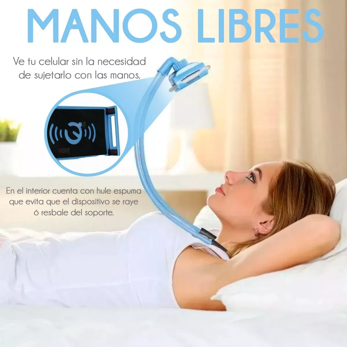 Foto 3 pulgar | Soporte Celular Cuello Flexible Auto  Eo Safe Imports Esi-14254 Azul