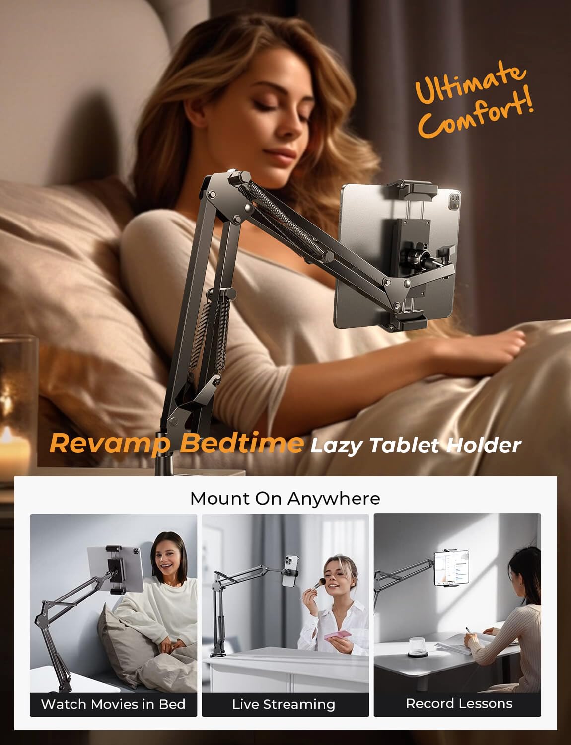 Foto 7 pulgar | Soporte Para Tableta Y Teléfono Lisen Para Escritorio Con 2 Abrazaderas - Venta Internacional.