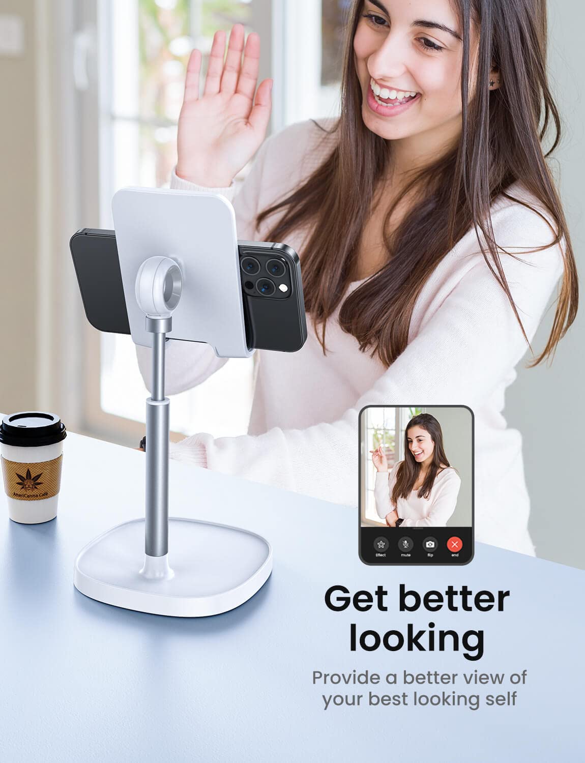 Foto 4 pulgar | Soporte Para Teléfono Móvil Lisen, Ángulo De Altura Ajustable, Blanco - Venta Internacional.