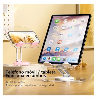 Foto 5 | Soporte 360 Ajustable Plegable Para Tableta/télefono Rosa Transparente
