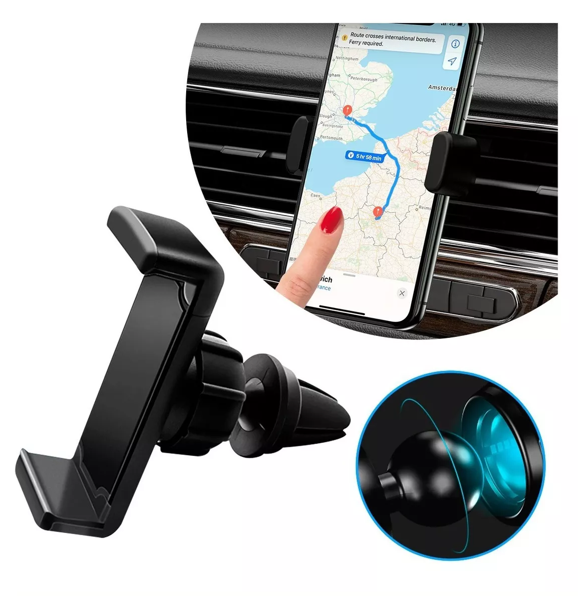 Foto 2 | Soporte Holder Para Celular Auto Rejilla Aire Acondicionado Negro