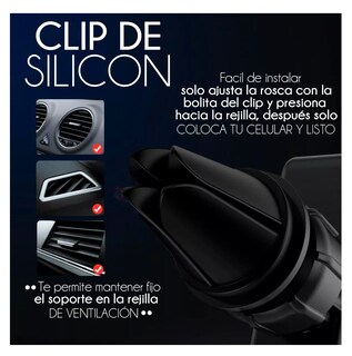 Foto 4 | Soporte Holder Para Celular Auto Rejilla Aire Acondicionado Negro