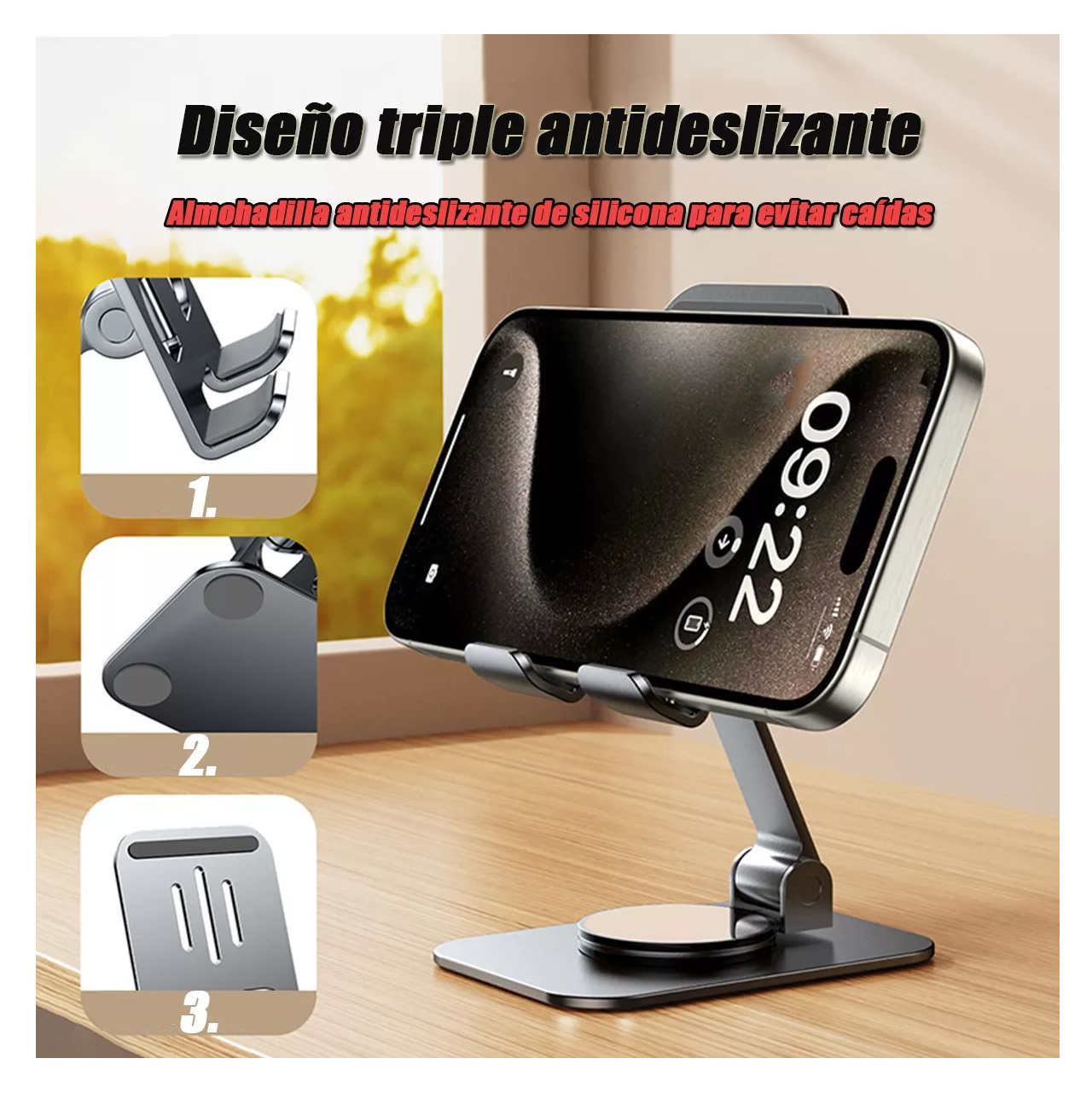 Foto 4 pulgar | Soporte Ajustable De Aluminio Para Teléfono/tablet/consola Gris