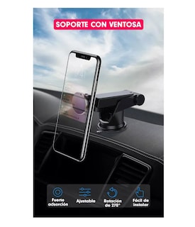 Foto 5 | Soporte Base Para Celular Auto Tablero Ventosa Magnetico Iman 360 Negro