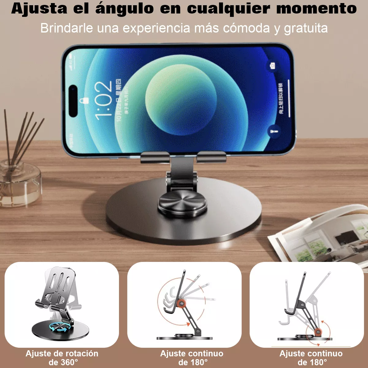 Foto 3 pulgar | Soporte para Celular de Escritorio Eo Safe Imports Esi-16085 Gris